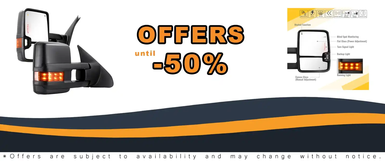 towing mirrors for Toyota Tundra Sequoia 2007-2021 pair set